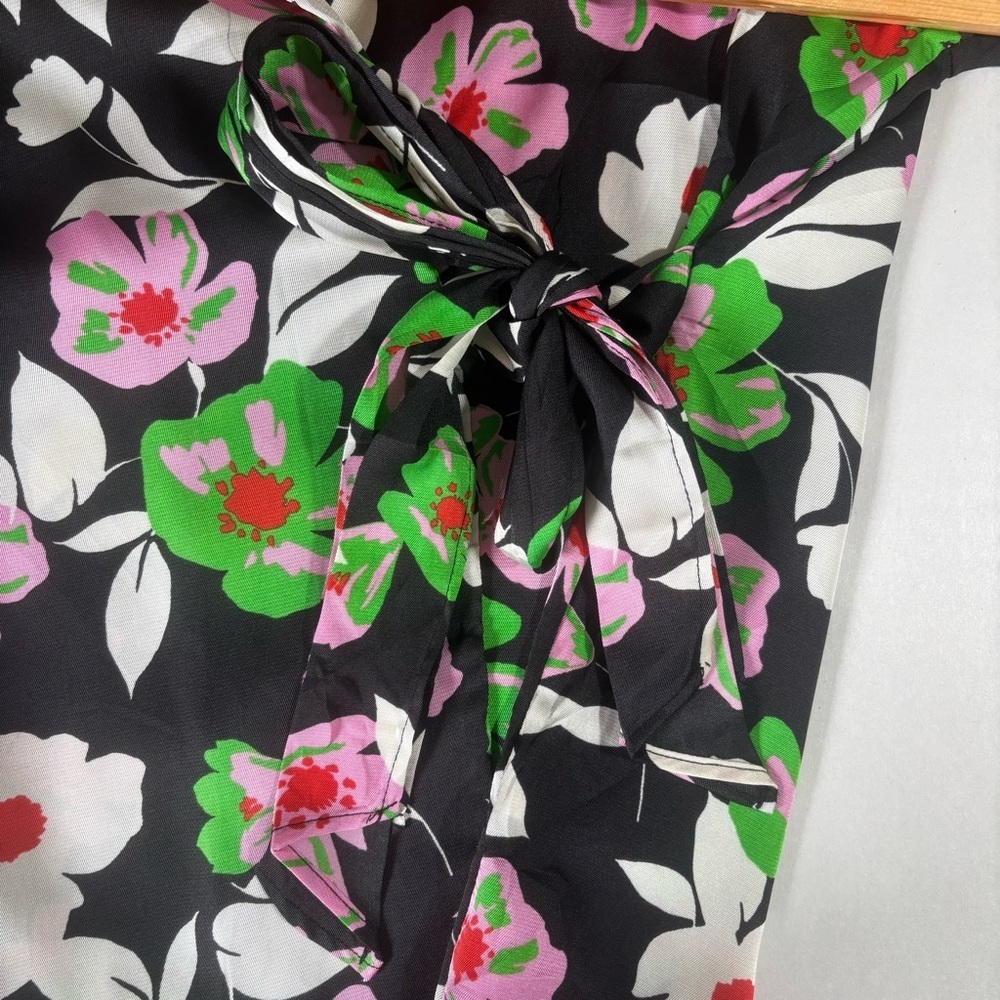 Who What Wear Floral Wrap Tie Blouse Top Black Pink Green | XXL - Picture 11 of 13